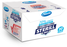 Дезинфицирующее средство влажные салфетки саше в боксе Smile Sterill Bio 30шт.