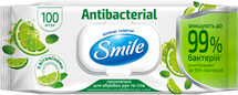 Влажные салфетки Smile Antibacterial с витаминами, 100 шт